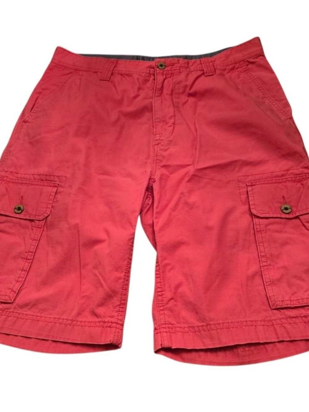 Nautica Men’s Cargo Shorts Size 33 Red Salmon Cotton Utility Outdoor Casual